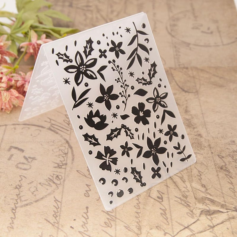 FUGUT 3-D Embossing Folder for Card Making - Plastic Textured Template for DIY Scrapbooking, Paper Crafting and Handmade Art Supplies (3D Flower and Leaf 5.8 x 4.1 in) - Image 1